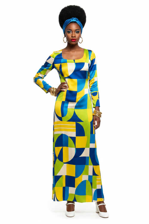 Geometric Maxi Dress Model 2