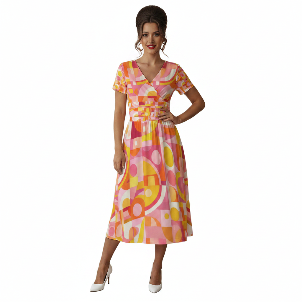 Geometric Op-Art Dress Modelka 1