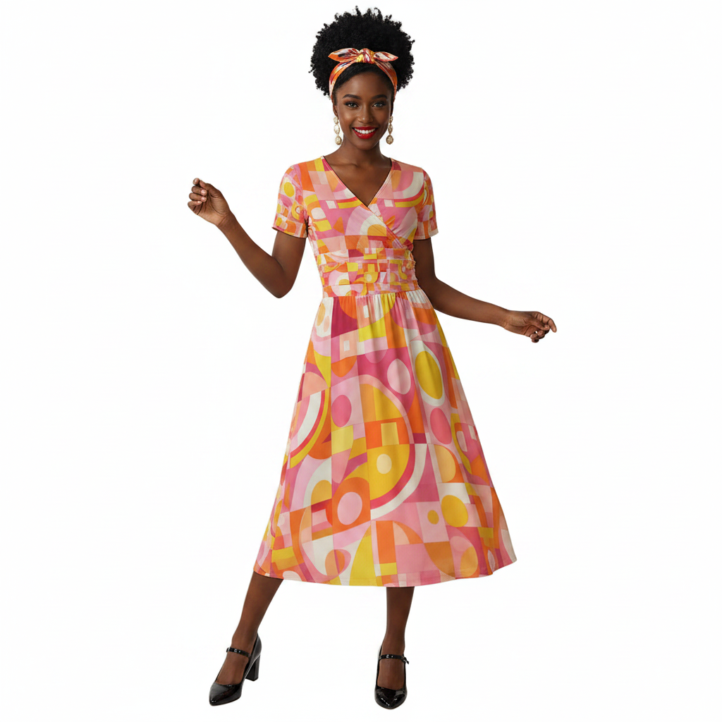 Geometric Op-Art Dress Modelka 2 retry