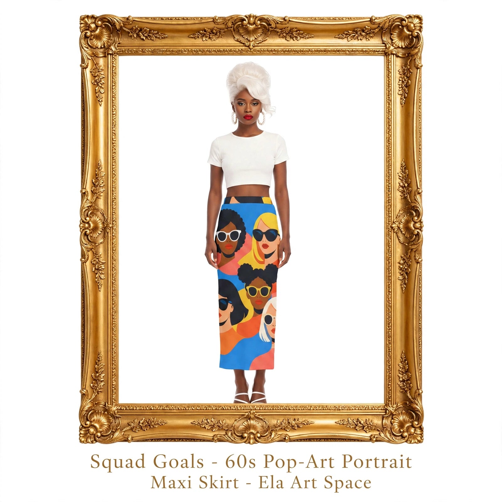 Squad Goals - 60s Pop-Art Portrait Maxi Skirt