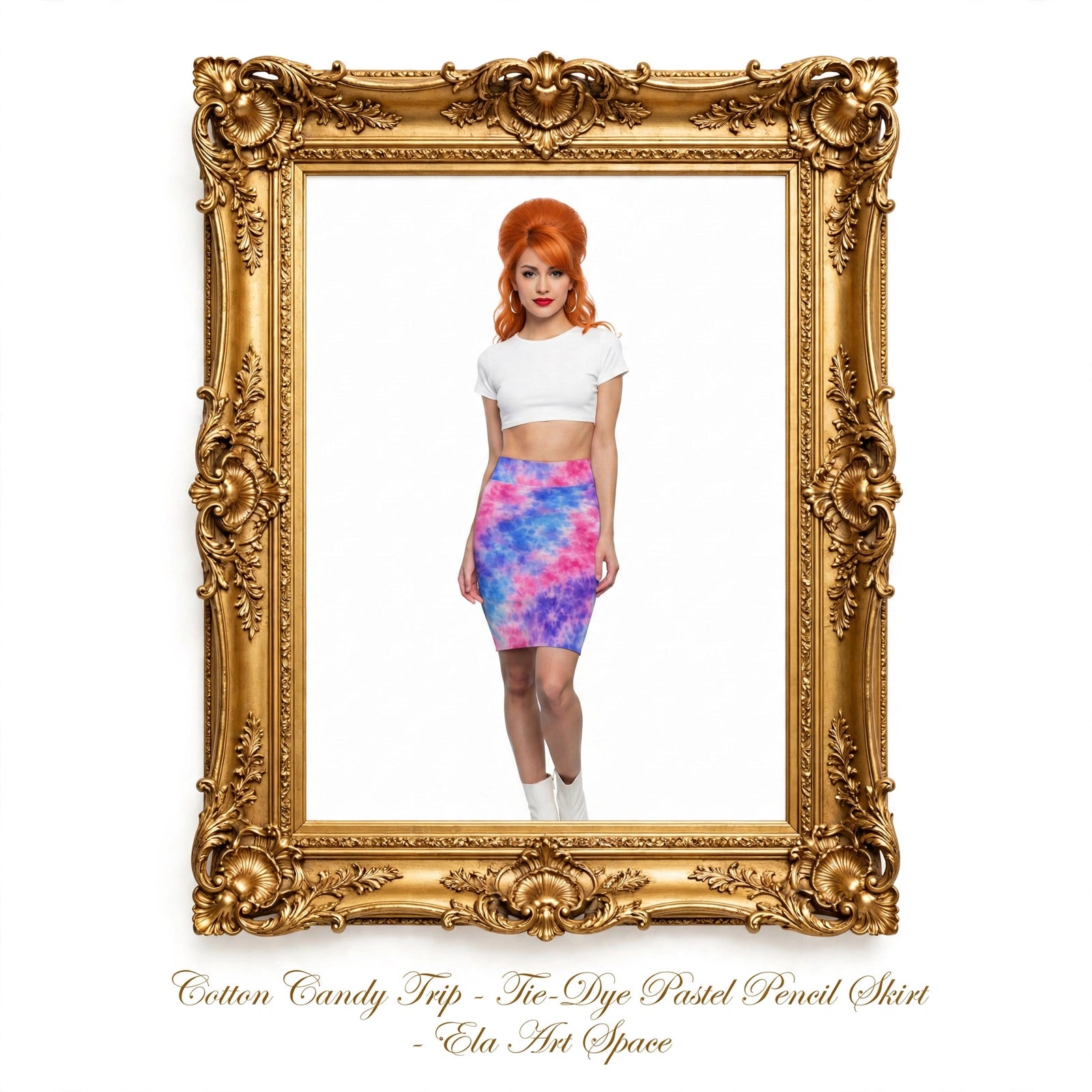 Cotton Candy Trip - Tie-Dye Pastel Pencil Skirt