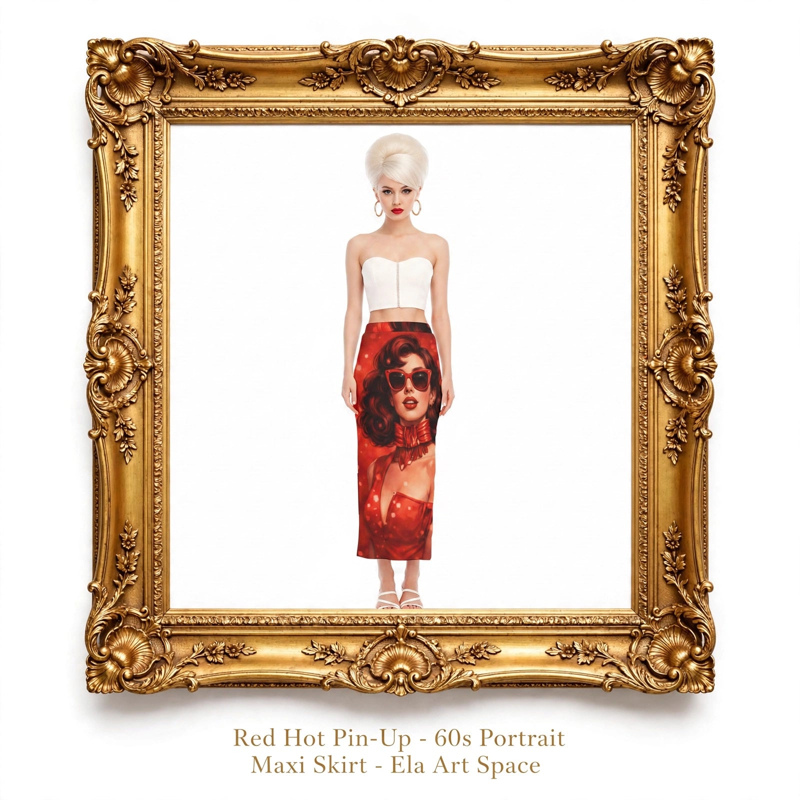 Red Hot Pin-Up - 60s Portrait Maxi Skirt