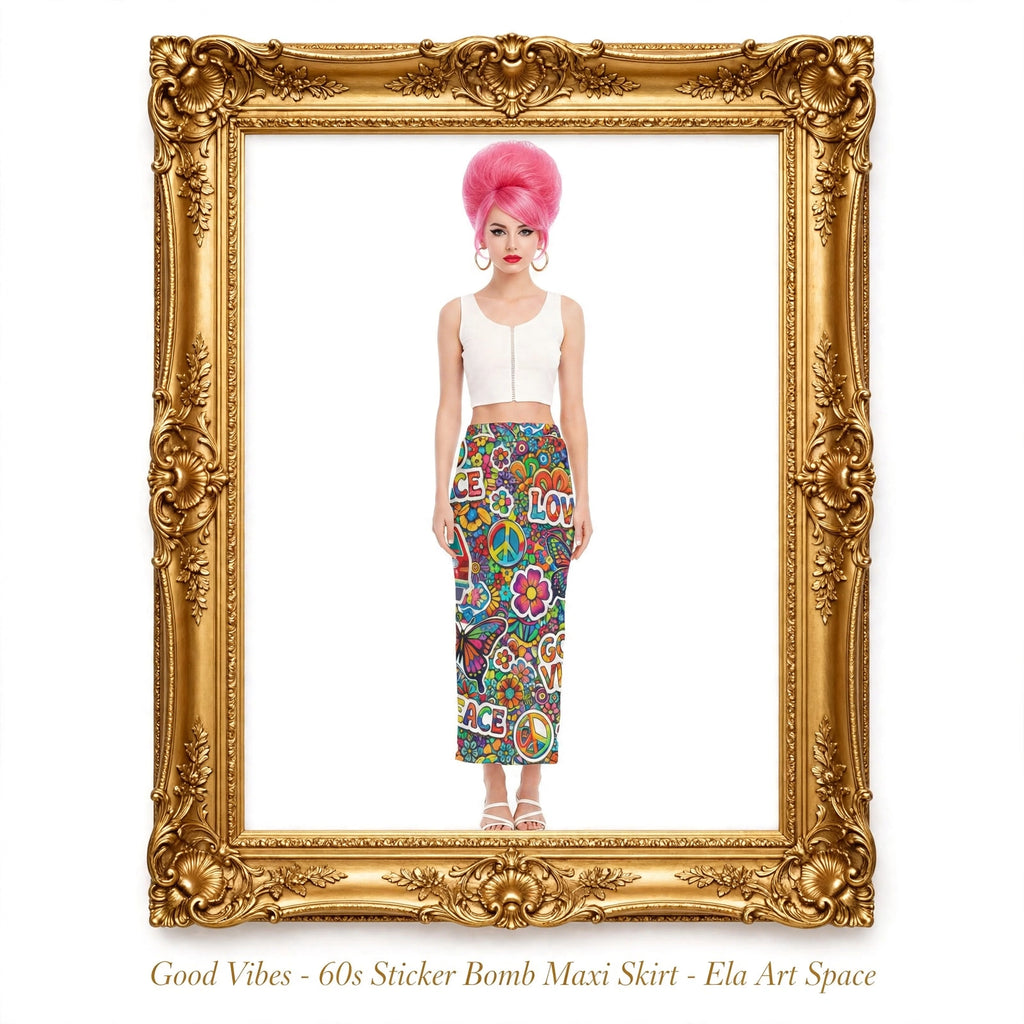 Good Vibes - 60s Sticker Bomb Maxi Skirt