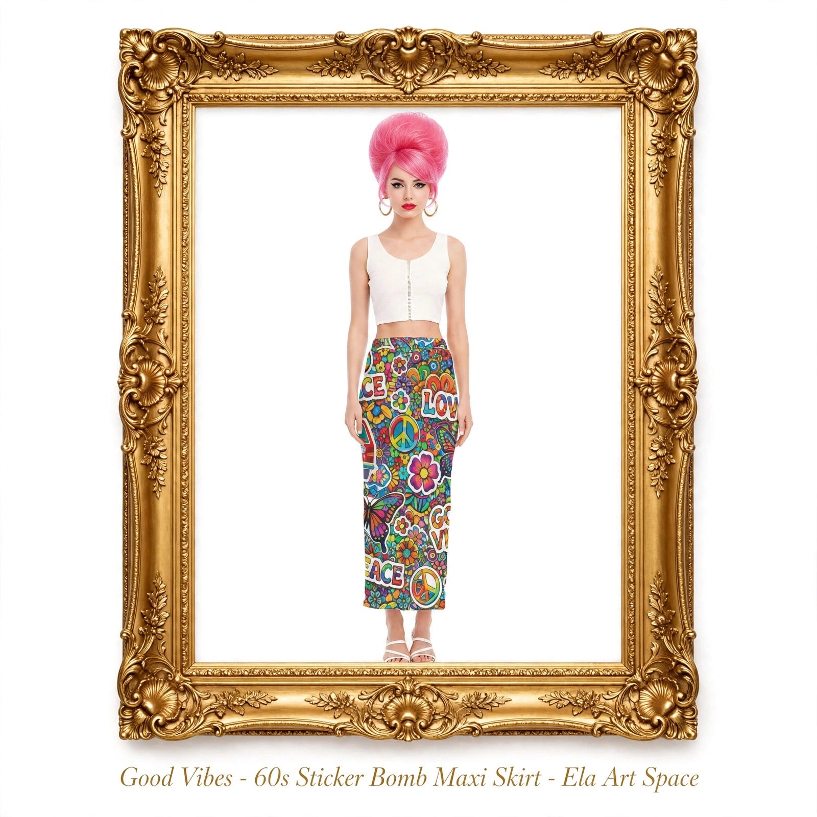 Good Vibes - 60s Sticker Bomb Maxi Skirt