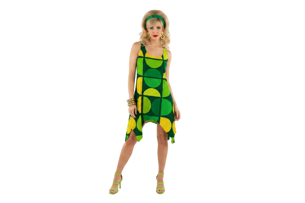 Green Circles Dress White BG