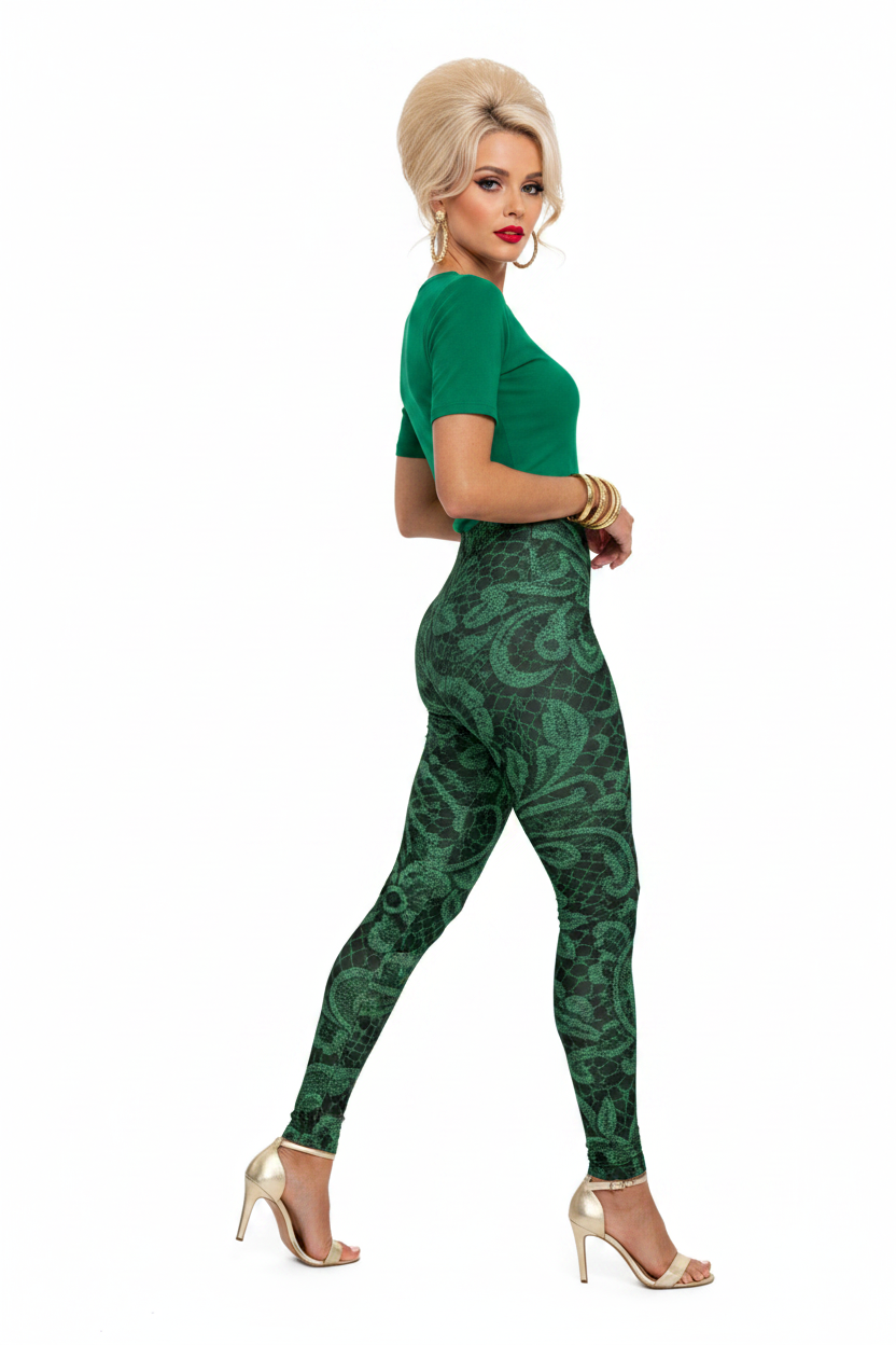 Green Lace Leggings — Side