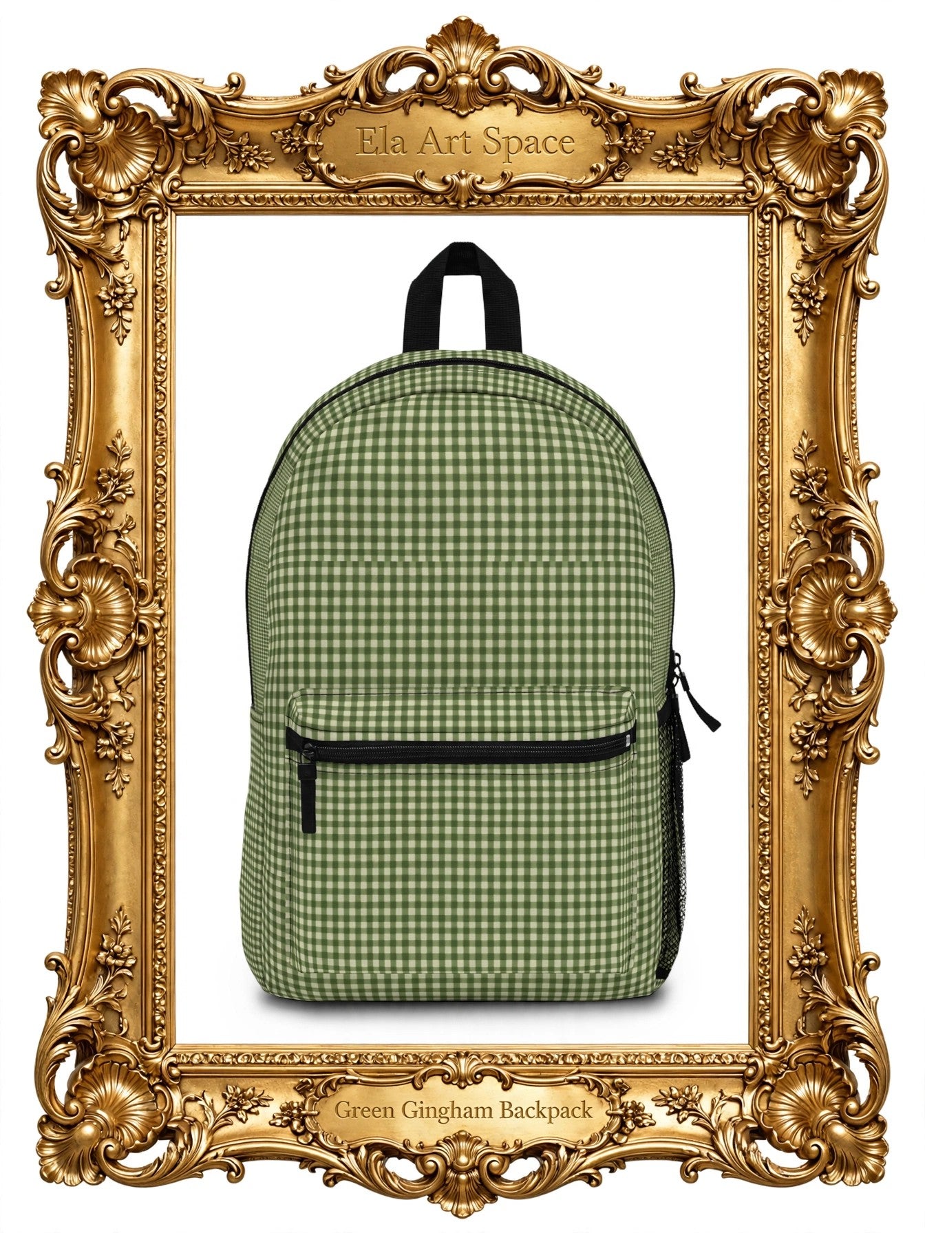 Green Gingham Backpack