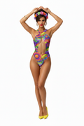 Groovy Rainbow Monokini — 60s modelka z fryzurą i butami