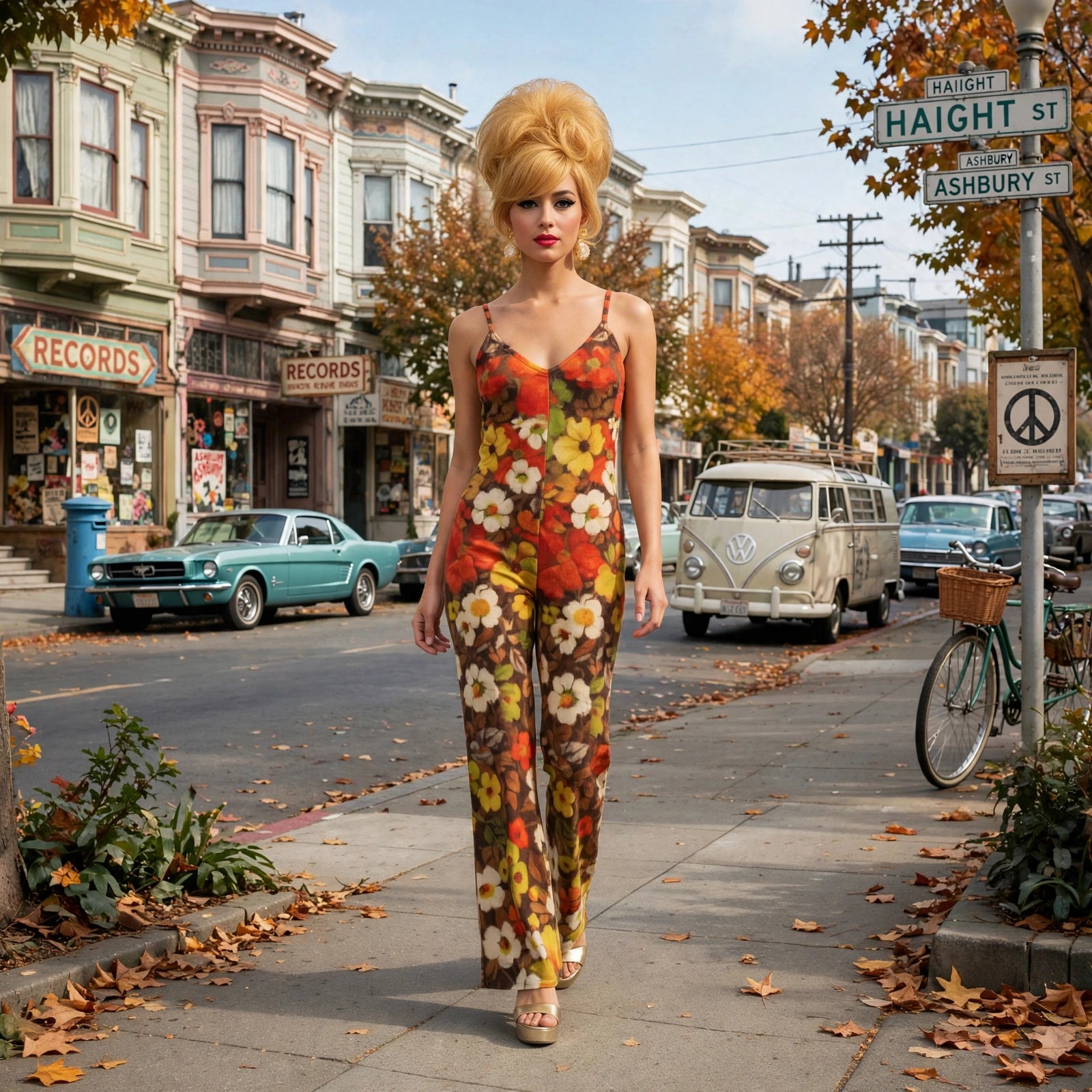 Autumn in Haight - 60s Floral Jumpsuit