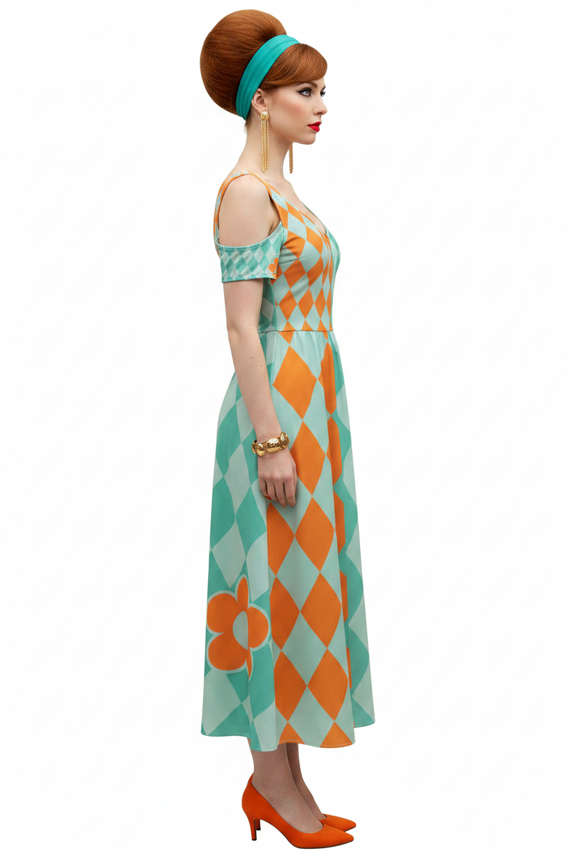 Harlequin Daisy Midi Dress — model 2