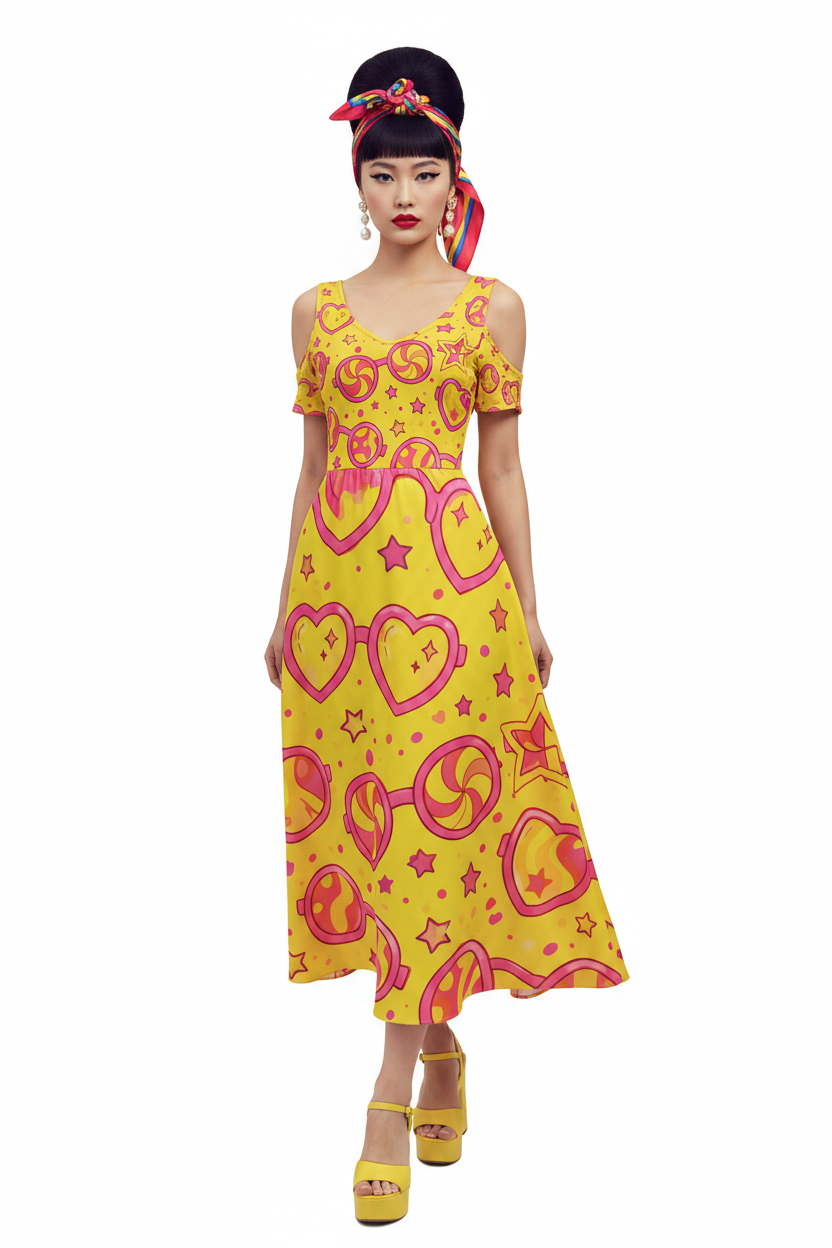 Heart Glasses Midi Dress — model 3