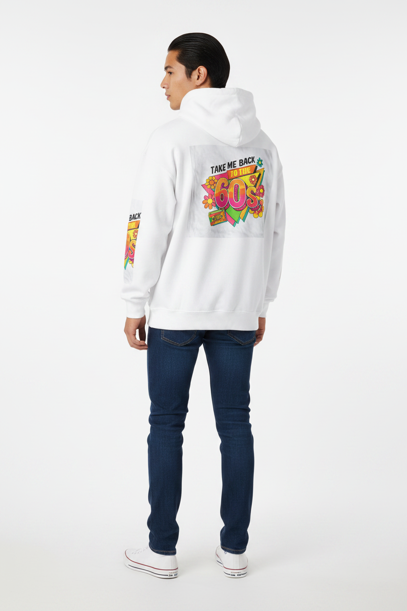Model 3 back white hoodie