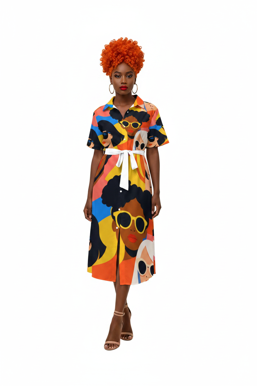 Pop Art Soul Sisters Shirt Dress — model 1