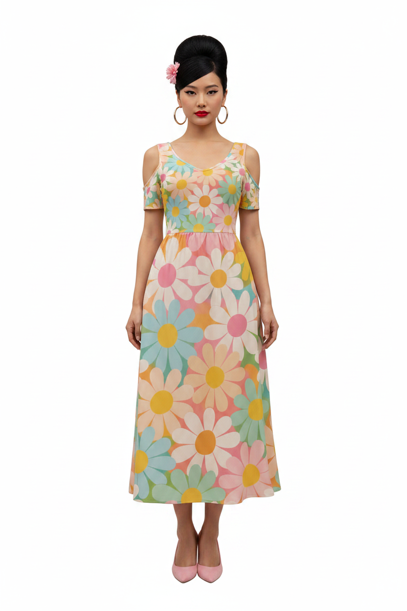 Pastel Daisy Midi Dress — model 1