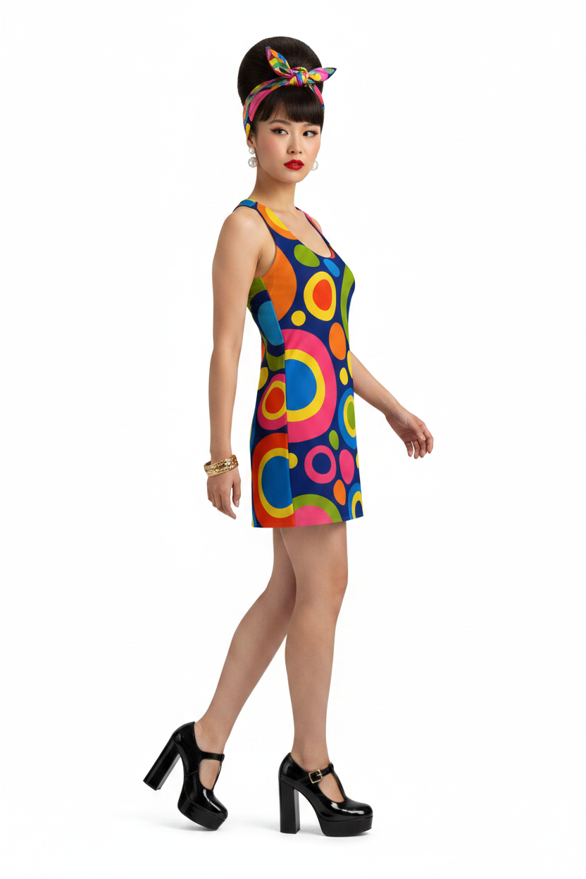 Retro Circles Racerback Dress — model 3