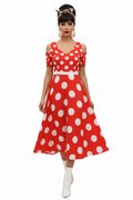 Red Polka Dot Midi Dress — model 3
