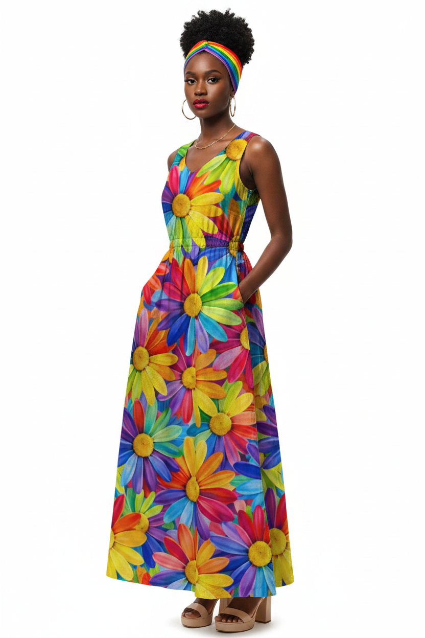 Rainbow Daisy Burst Dress - model 3