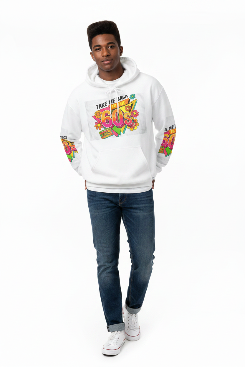 Model 2 front white hoodie