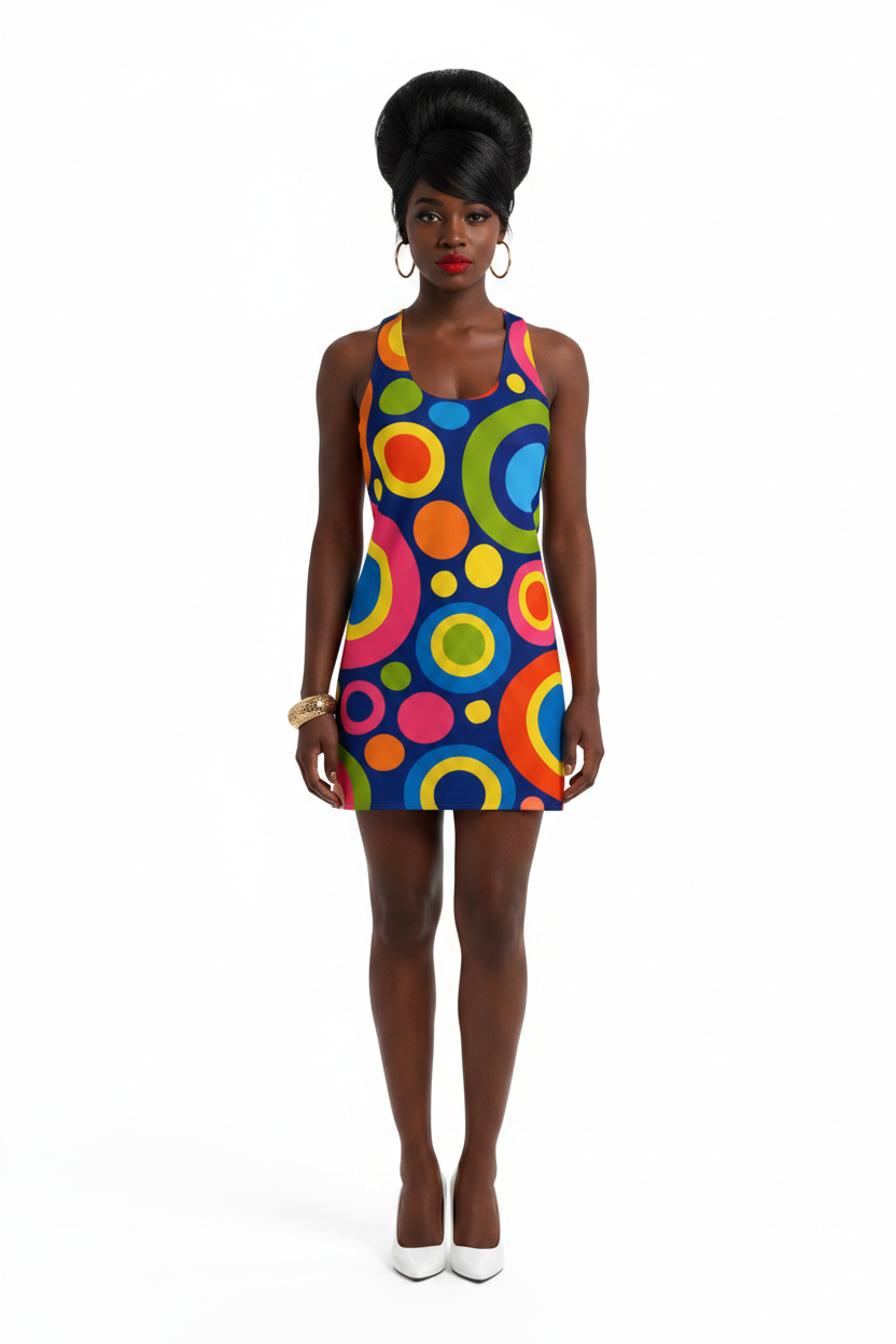Retro Circles Racerback Dress — model 1