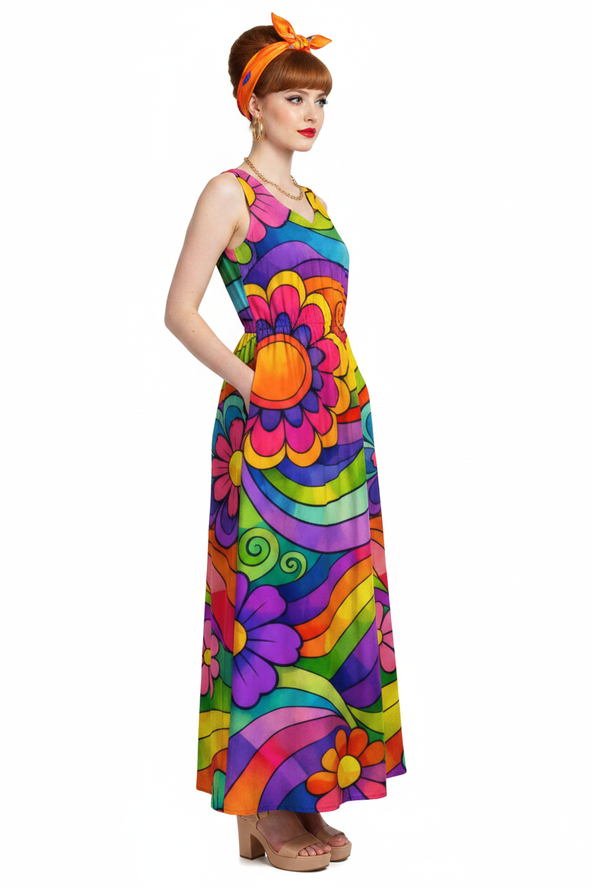 Rainbow Flower Power Dress - model 3