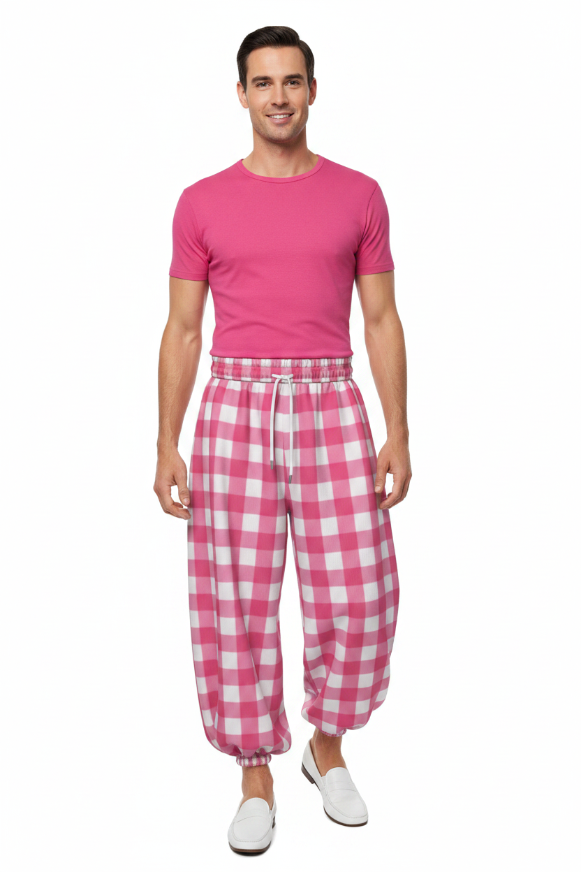 Pink Gingham Lantern Pants — 60s man