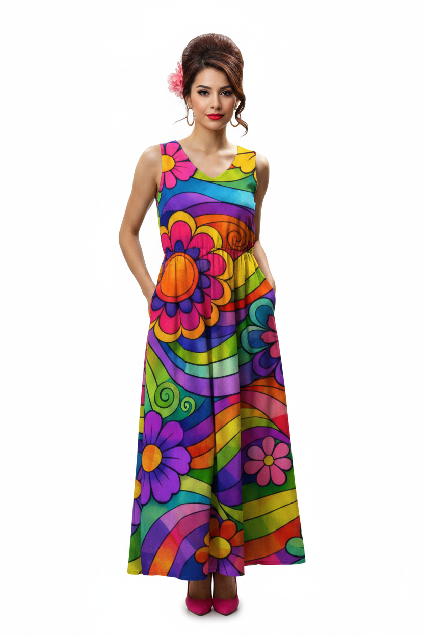 Rainbow Flower Power Dress - model 1