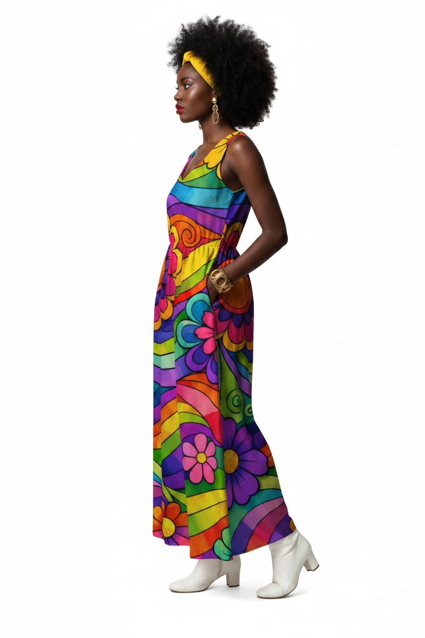 Rainbow Flower Power Dress - model 2