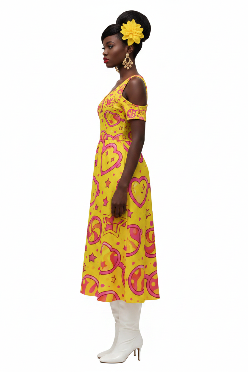 Heart Glasses Midi Dress — model 2