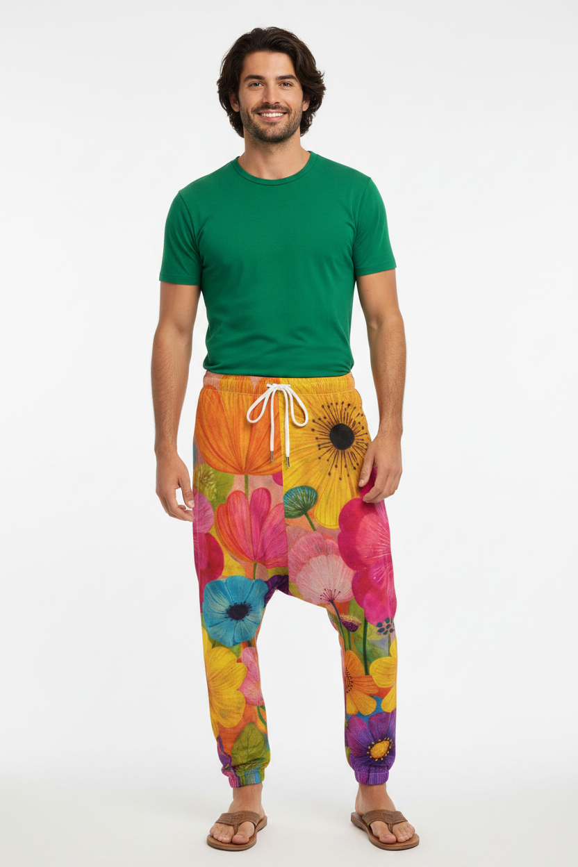 Bold Floral Harem Pants — 60s man