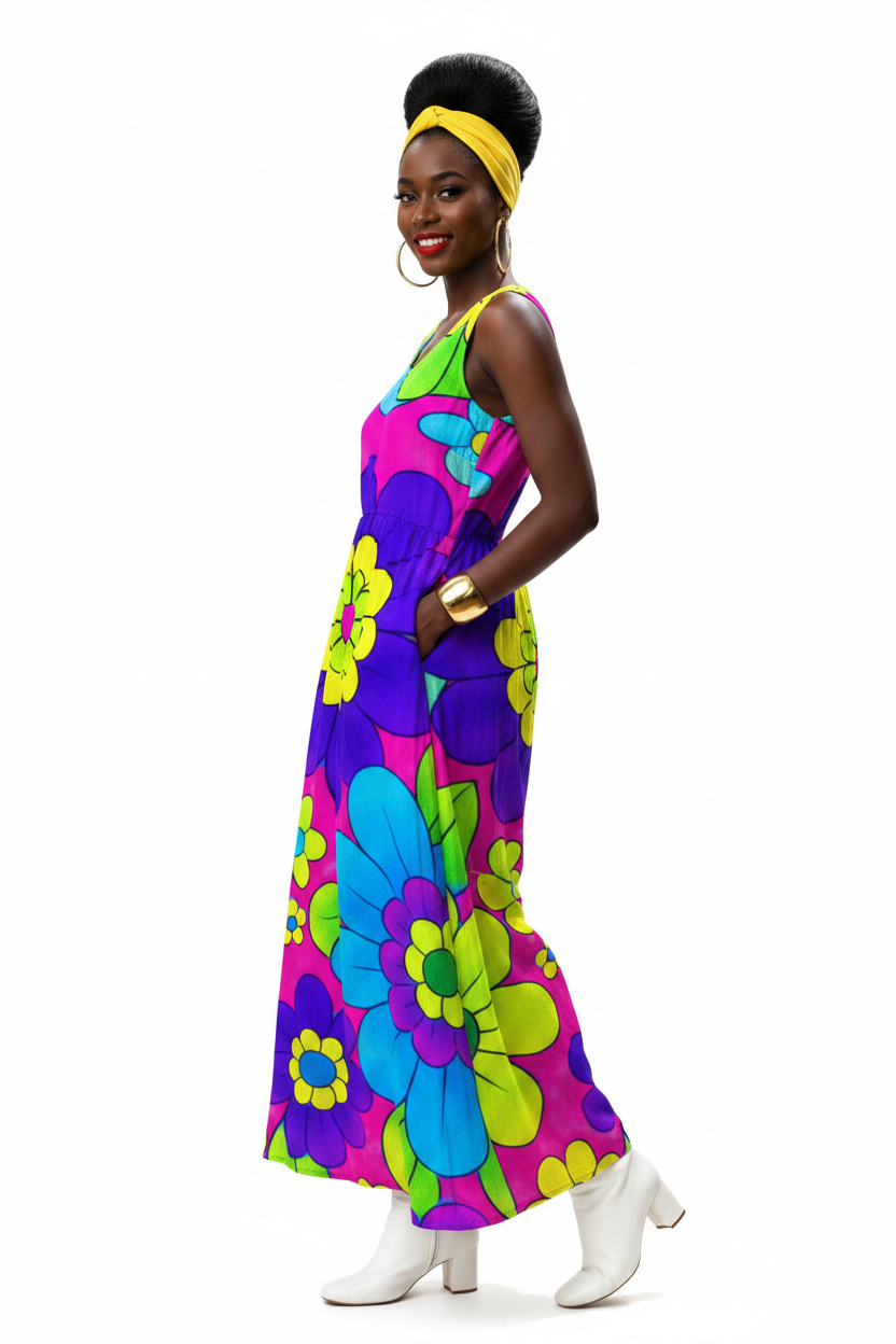 Neon Pop Art Flower Dress - model 2
