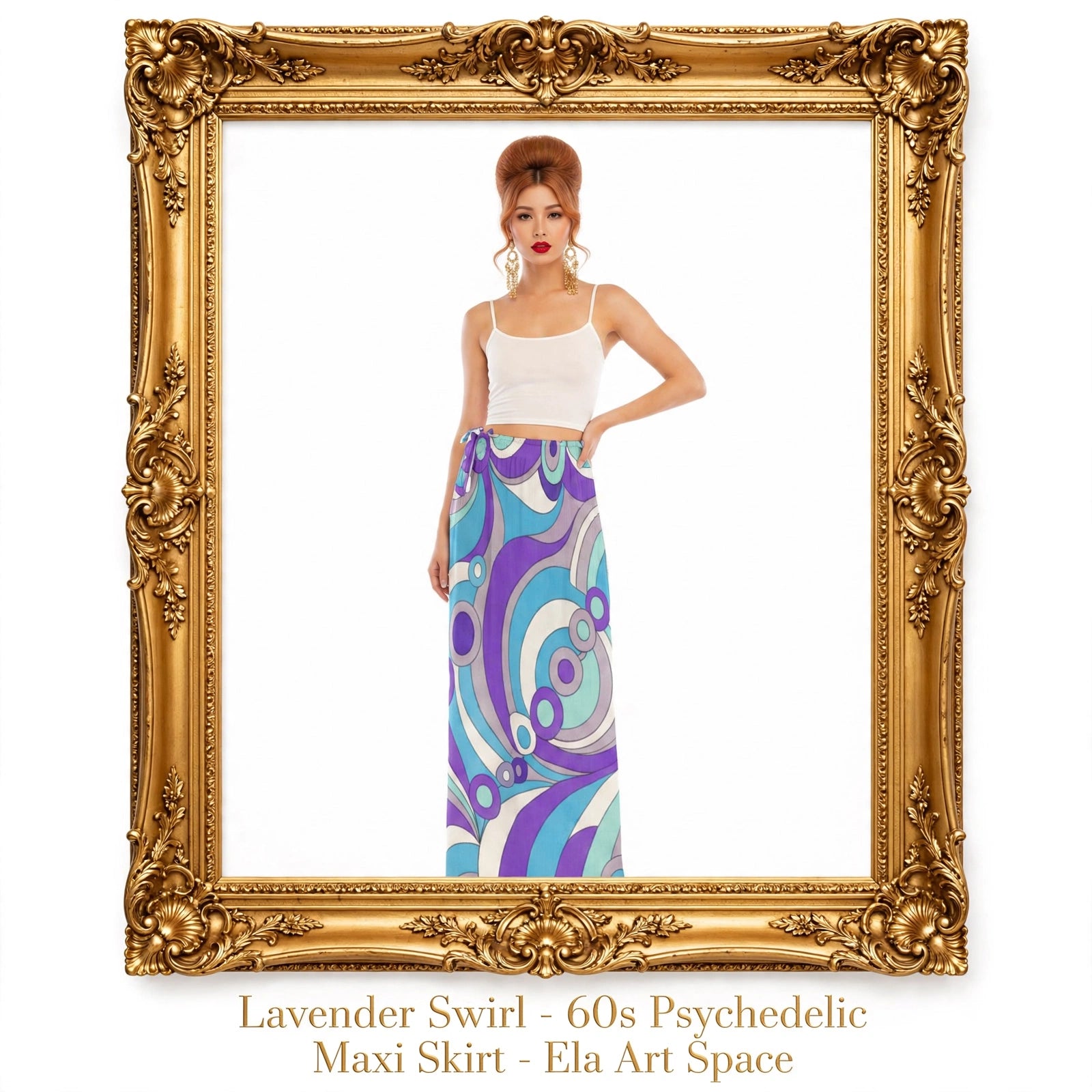 Lavender Swirl - 60s Psychedelic Maxi Skirt