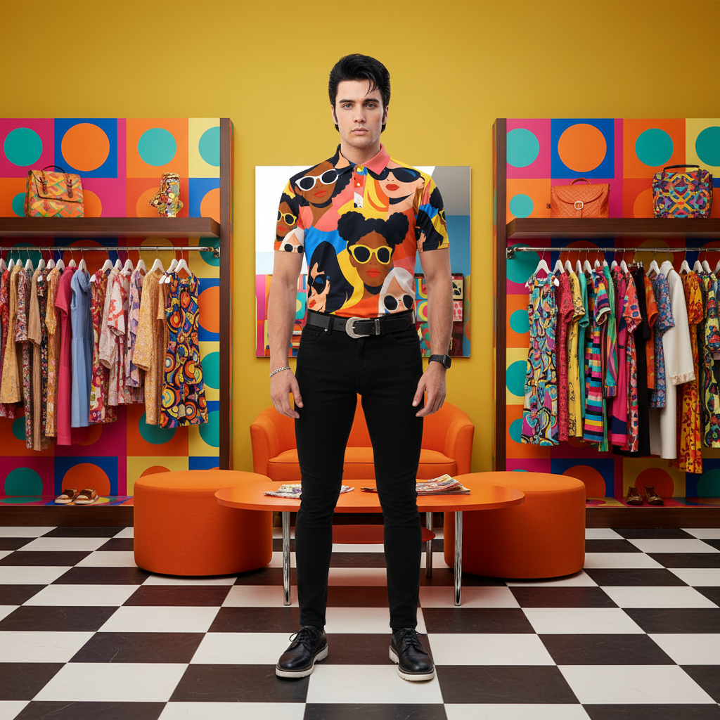Lifestyle 2 — London mod boutique, mustard wall