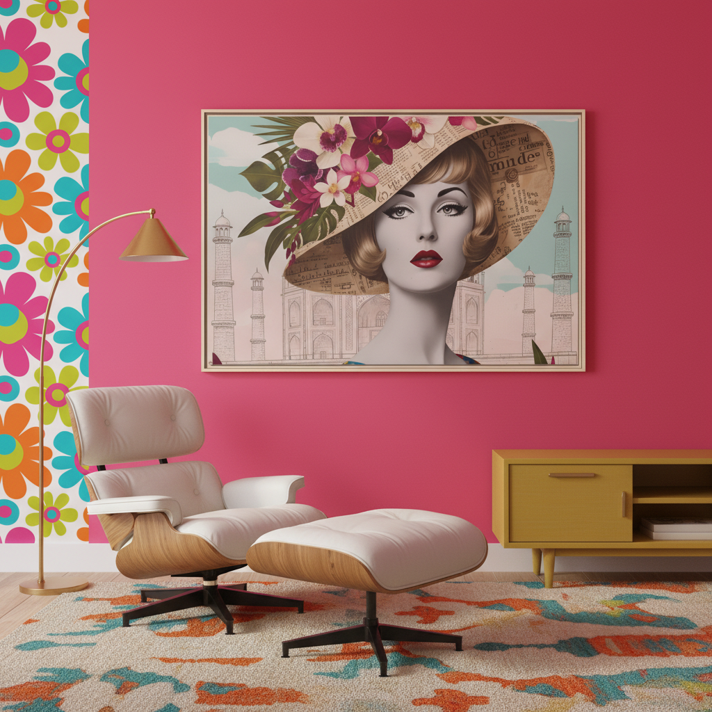 Lifestyle 3 — Hot pink 60s living room