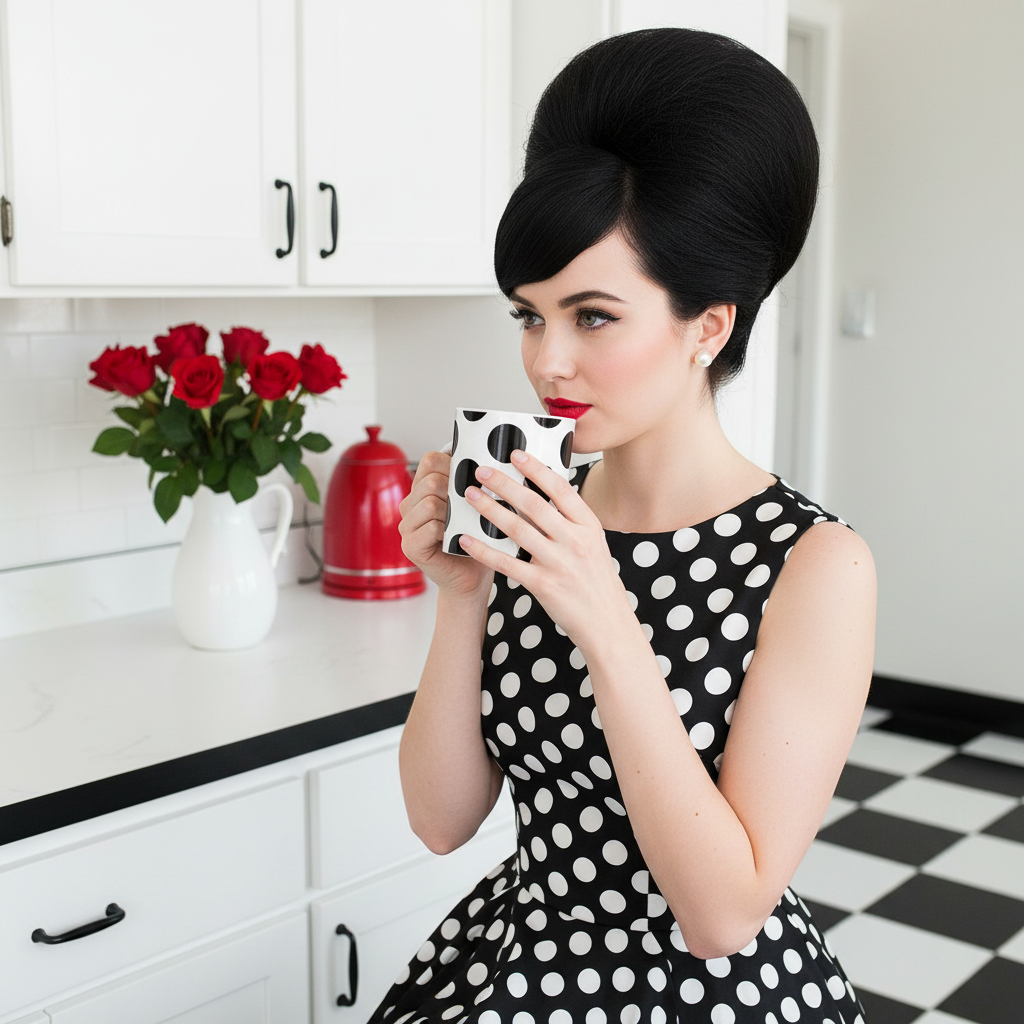 Lifestyle black white 60s kitchen