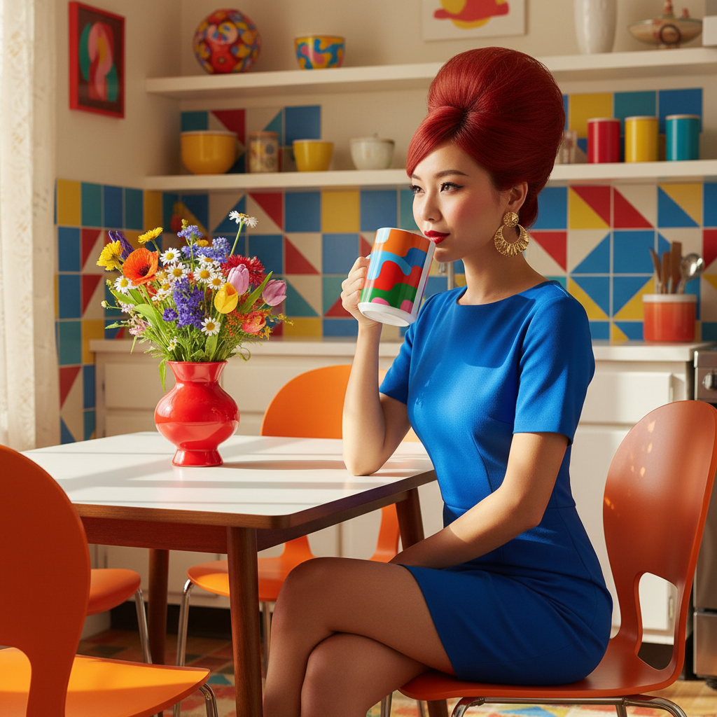 Lifestyle colorful kitchen table