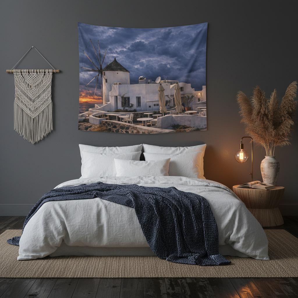 Lifestyle moody boho bedroom