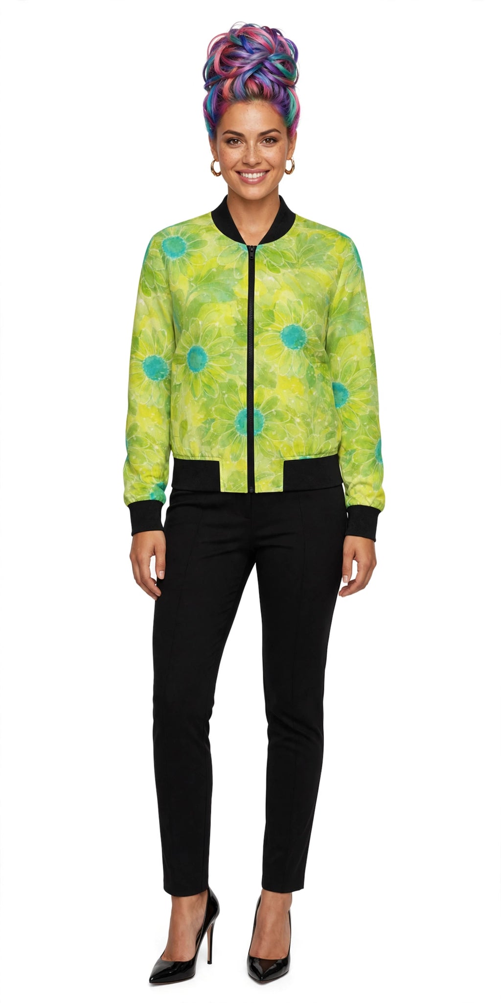Floral Sunburst Bomber Jacket