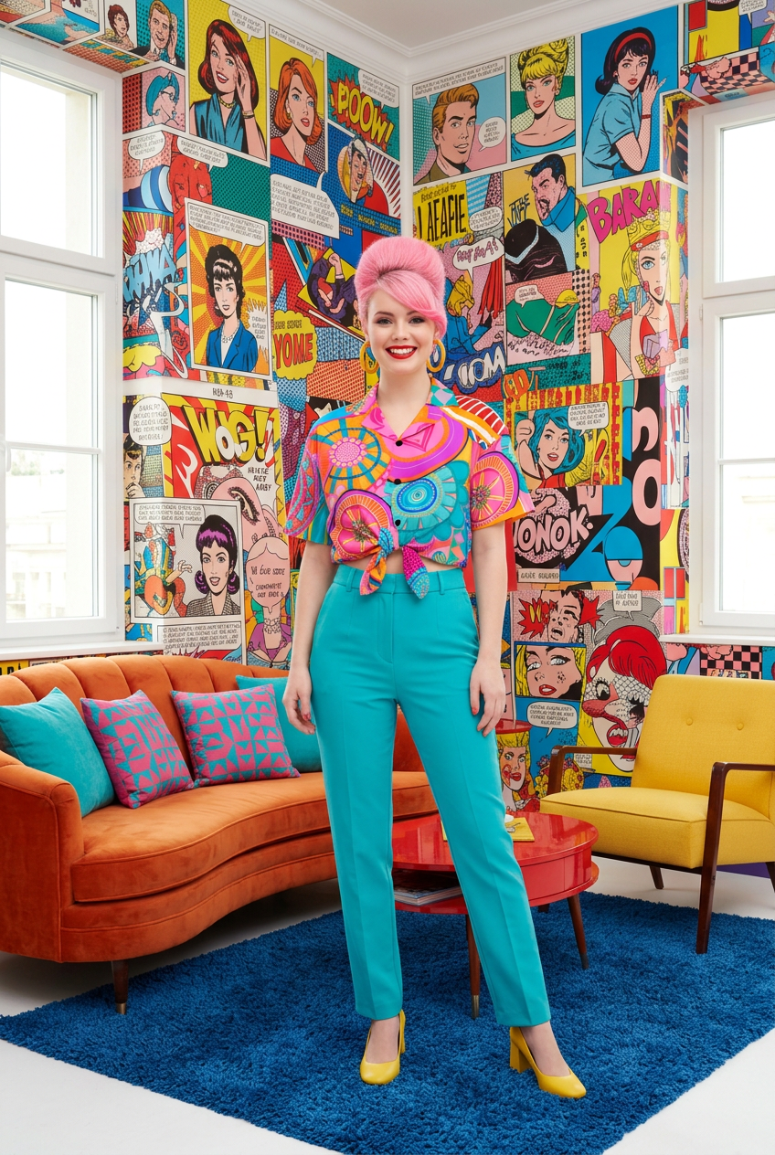 Mandala Fiesta Blouse we wnętrzu pop-art