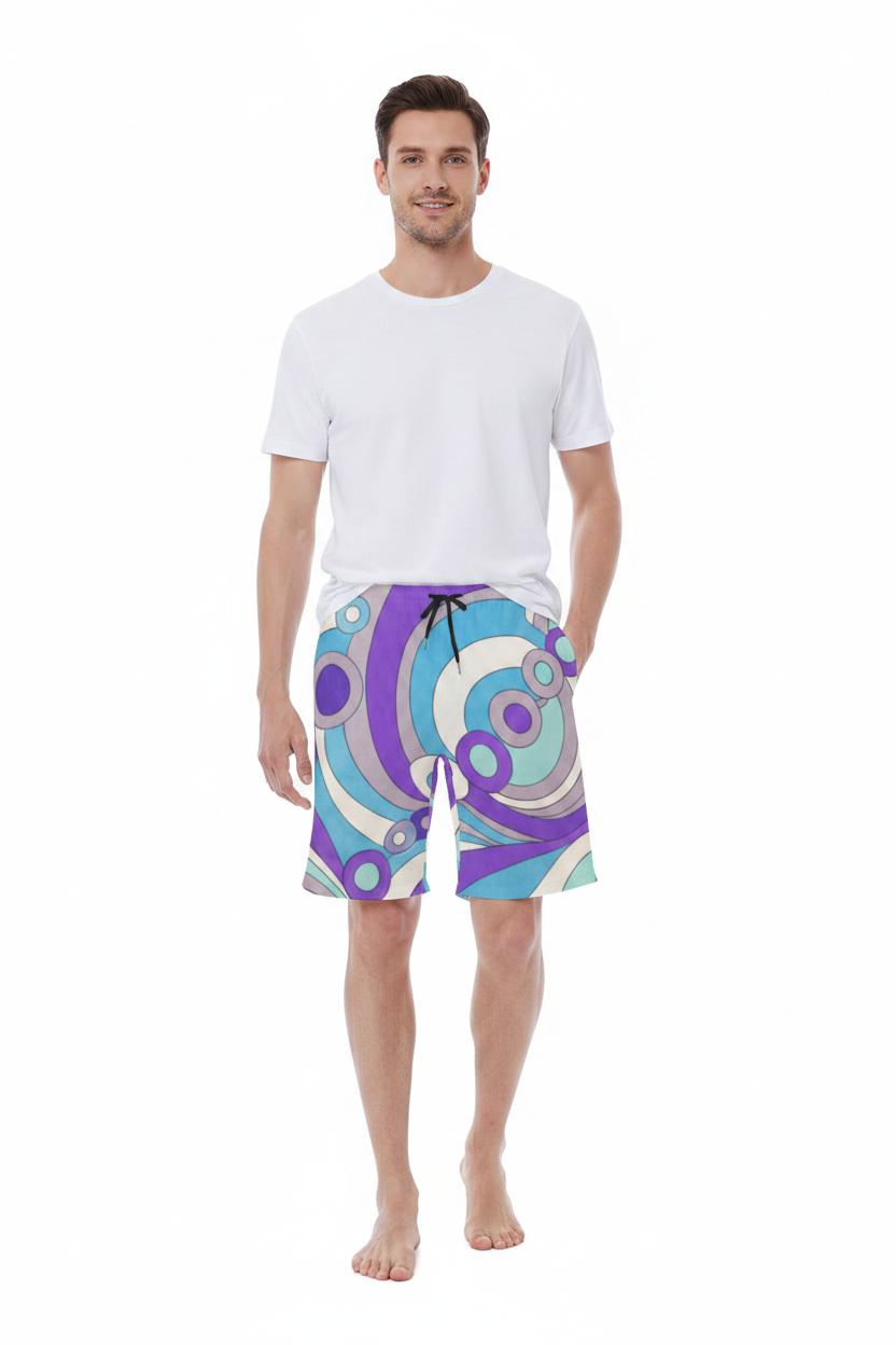 Mod Circles Men's Beach Shorts — Model