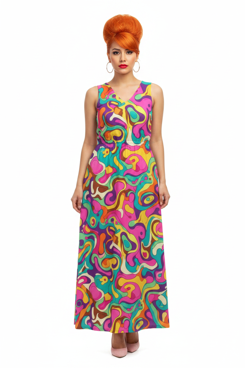 Psychedelic Abstract Swirl Maxi Dress