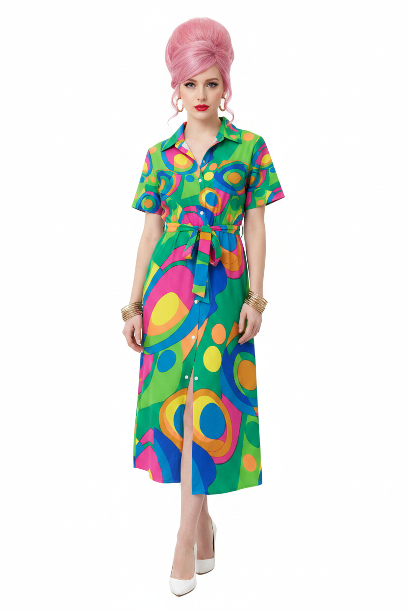 Geometric Circle Shirt Dress