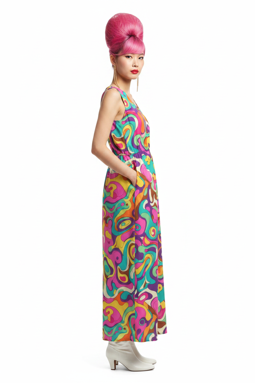 Psychedelic Abstract Swirl Maxi Dress