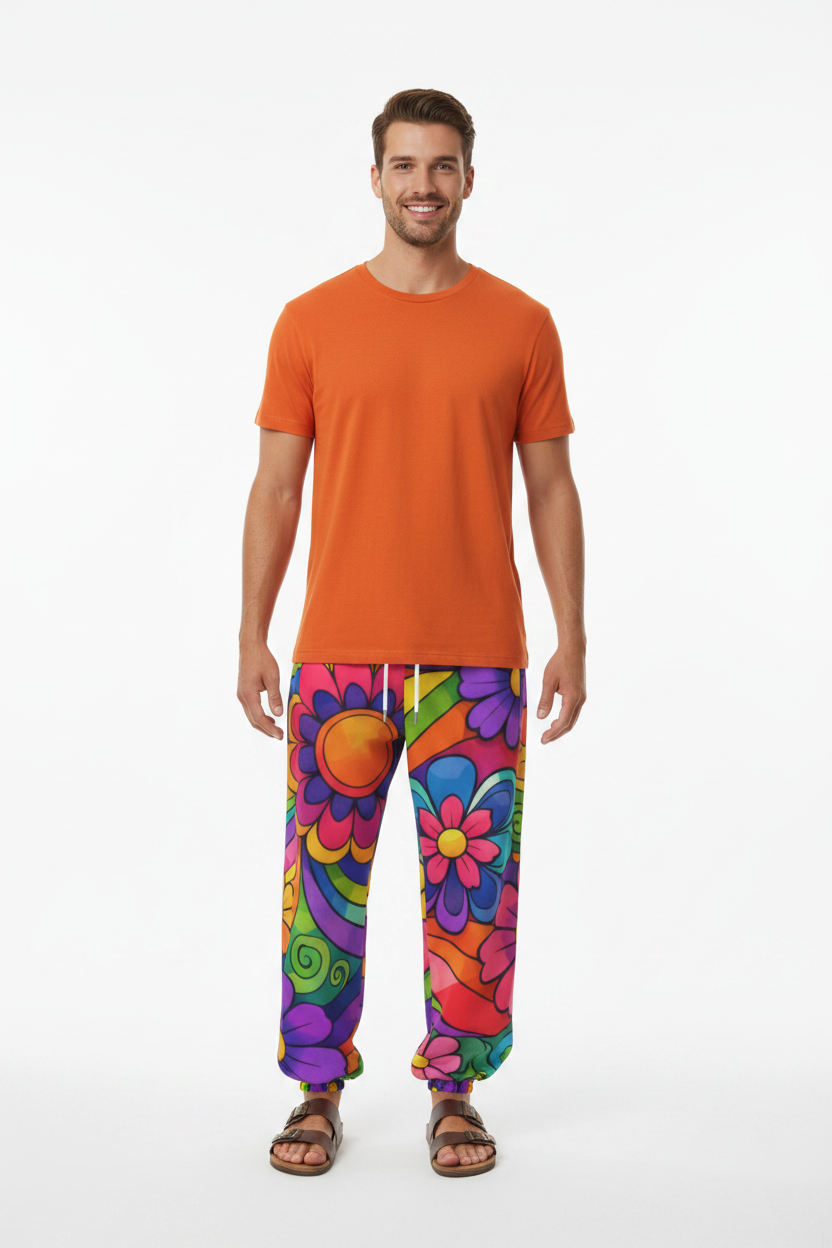 Model męski - Psychedelic Flower Harem Pants