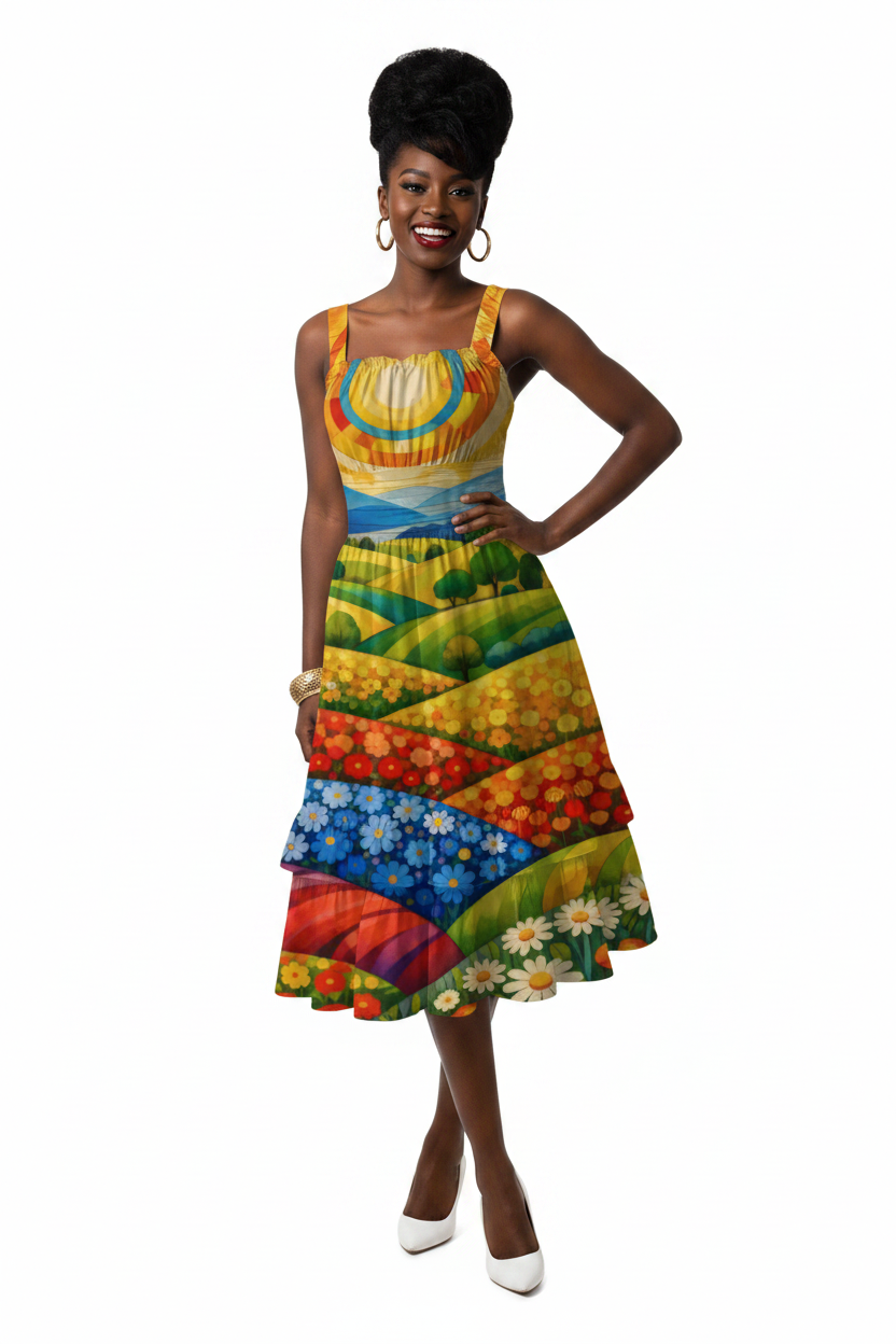 Sunny Flower Field Ruffle Dress