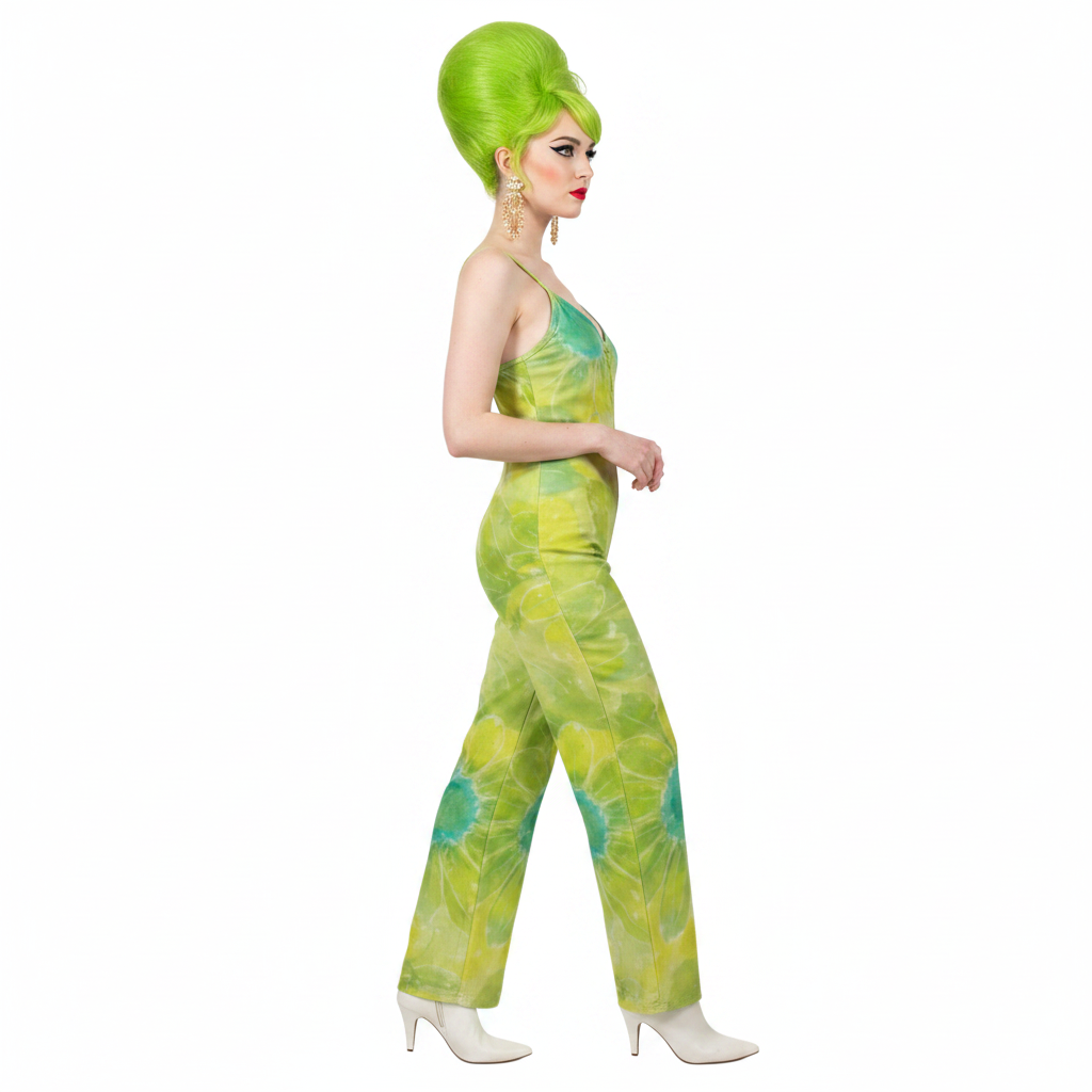 Modelka 2 - white, lime green beehive, side