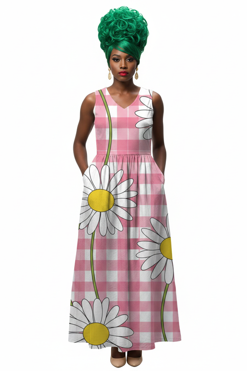 Modelka — czarna, zielony beehive, Daisy Gingham