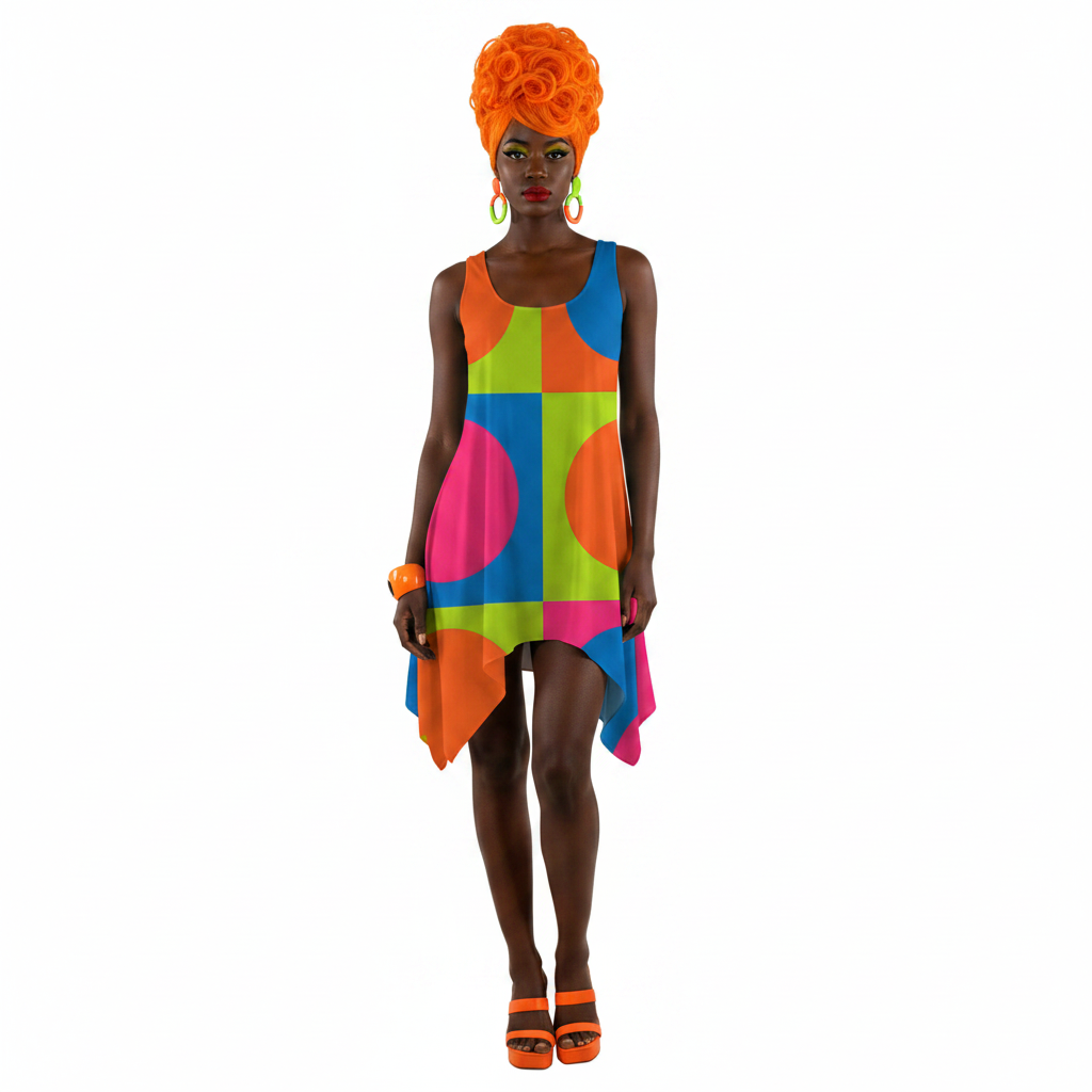 Neon Circles Dress Modelka 3