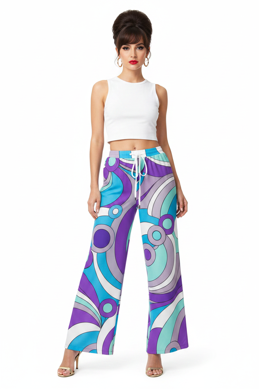 Op-Art Wide Leg Pants — Front