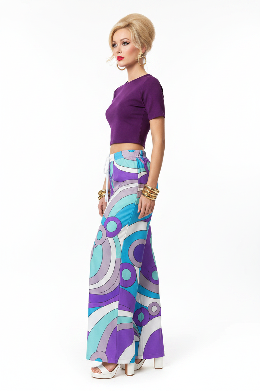 Op-Art Wide Leg Pants — Side