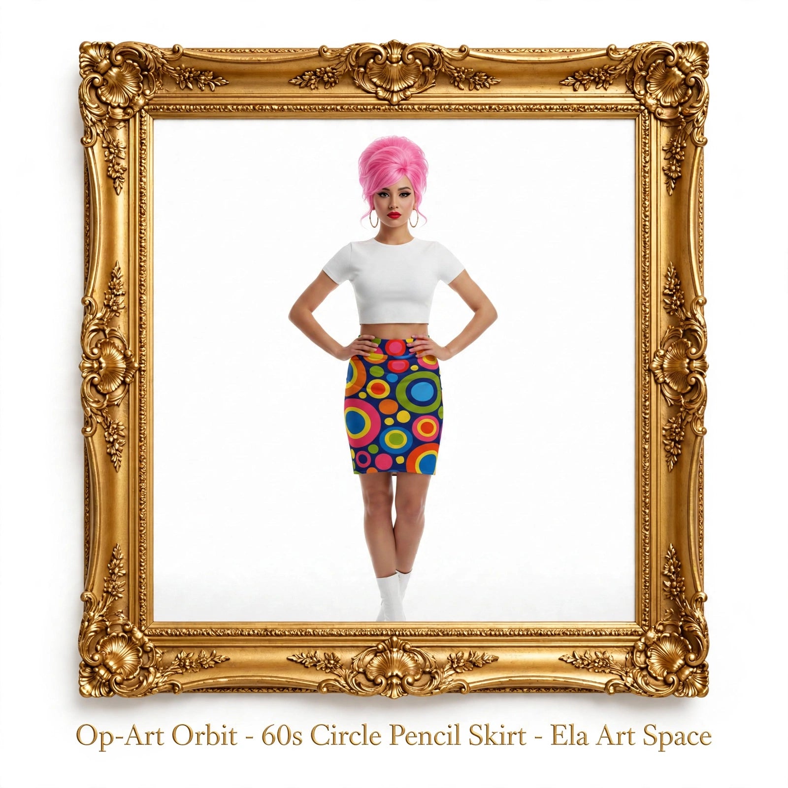 Op-Art Orbit - 60s Circle Pencil Skirt